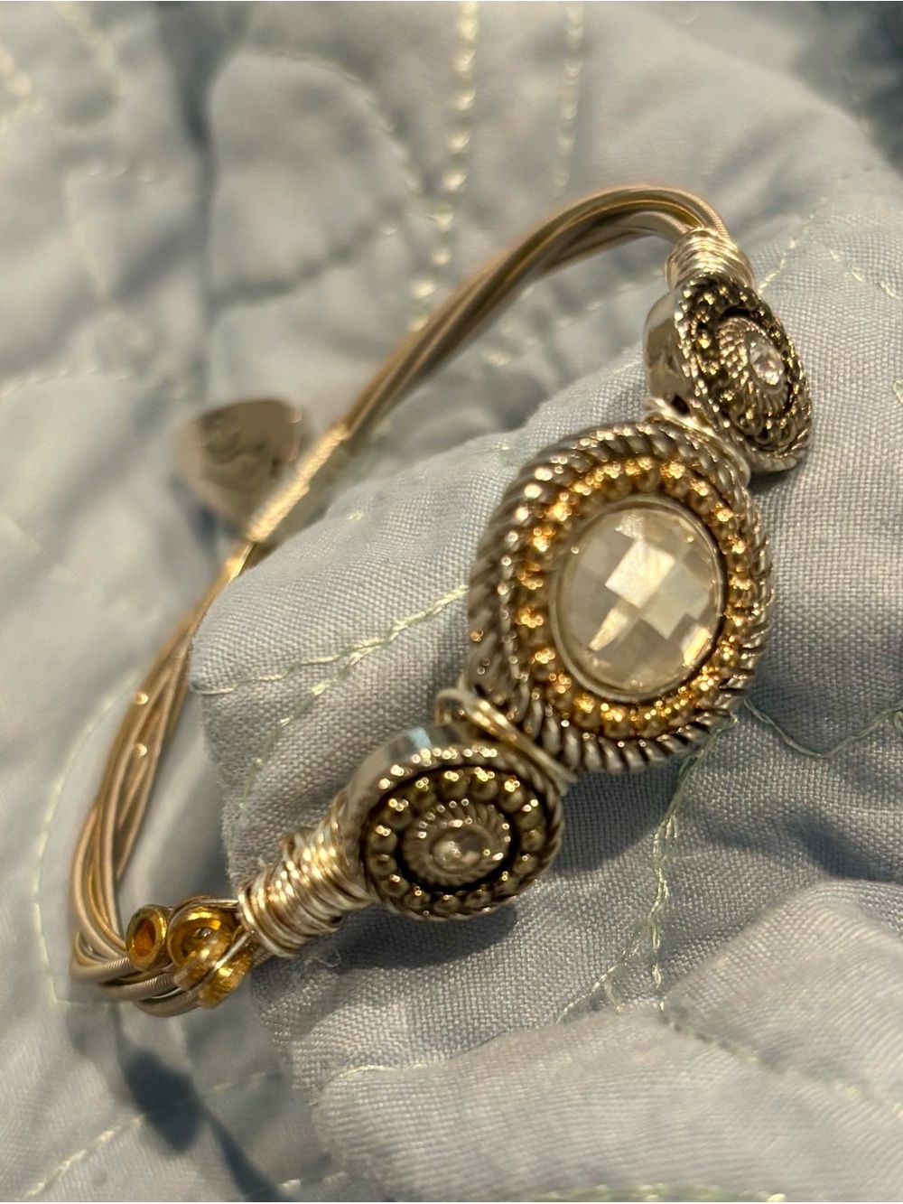 String Theory Two-Tone Gold & Silver Crystal Accent Women’s Bangle Bracelet
